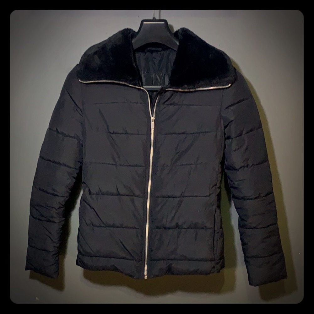 H&M puffer coat with faux fur trim